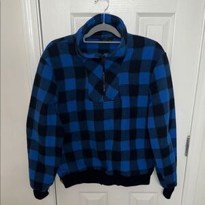 Blue and Black Checkered Men's Sweater